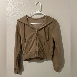 John Galt Brandy Brown/Tan Cropped Zip Up